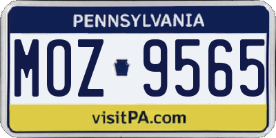 PA license plate MOZ9565