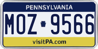 PA license plate MOZ9566