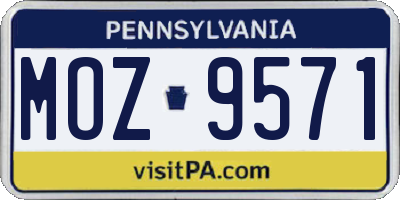 PA license plate MOZ9571