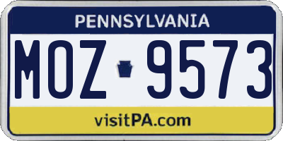 PA license plate MOZ9573