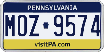PA license plate MOZ9574