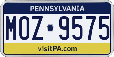 PA license plate MOZ9575