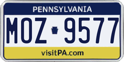 PA license plate MOZ9577