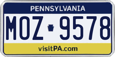 PA license plate MOZ9578