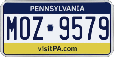 PA license plate MOZ9579