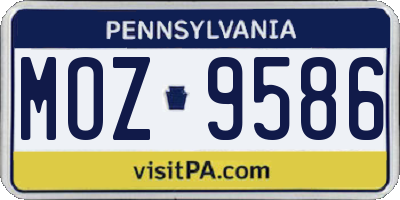 PA license plate MOZ9586