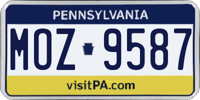 PA license plate MOZ9587