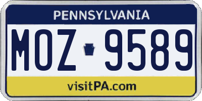 PA license plate MOZ9589