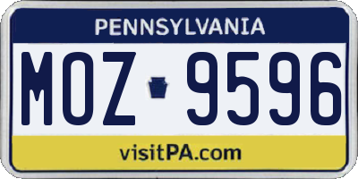 PA license plate MOZ9596