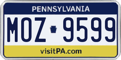 PA license plate MOZ9599