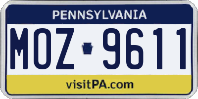 PA license plate MOZ9611
