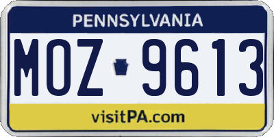 PA license plate MOZ9613