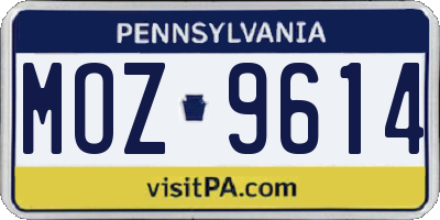 PA license plate MOZ9614
