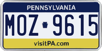 PA license plate MOZ9615