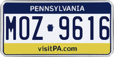 PA license plate MOZ9616