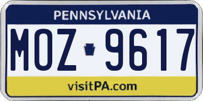 PA license plate MOZ9617