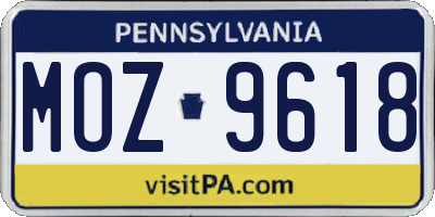 PA license plate MOZ9618