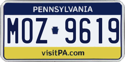 PA license plate MOZ9619