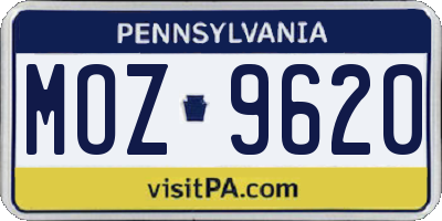 PA license plate MOZ9620