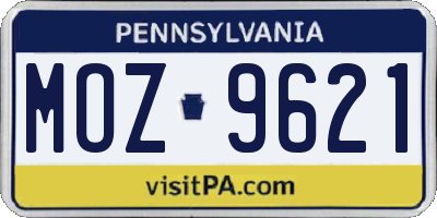 PA license plate MOZ9621