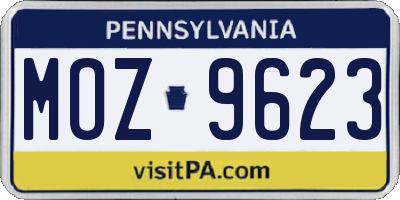 PA license plate MOZ9623