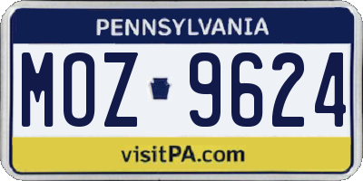 PA license plate MOZ9624
