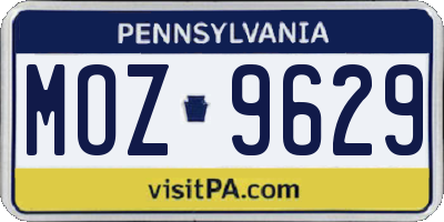 PA license plate MOZ9629