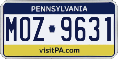PA license plate MOZ9631