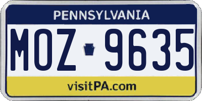 PA license plate MOZ9635