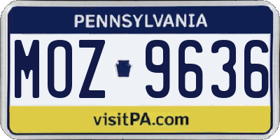 PA license plate MOZ9636