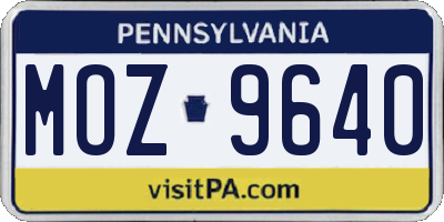 PA license plate MOZ9640