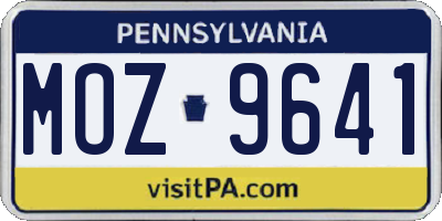 PA license plate MOZ9641
