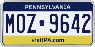 PA license plate MOZ9642