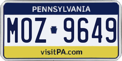 PA license plate MOZ9649