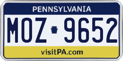 PA license plate MOZ9652