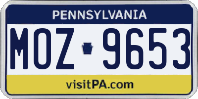PA license plate MOZ9653