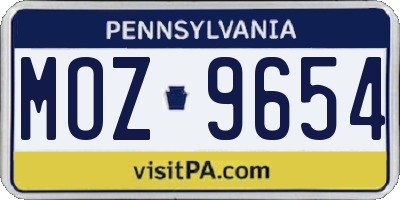PA license plate MOZ9654