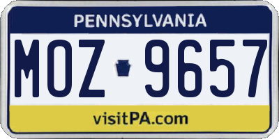 PA license plate MOZ9657