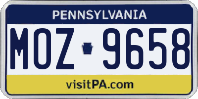 PA license plate MOZ9658