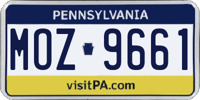 PA license plate MOZ9661