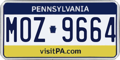 PA license plate MOZ9664