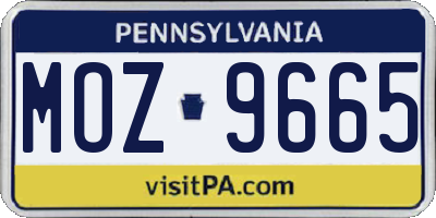 PA license plate MOZ9665