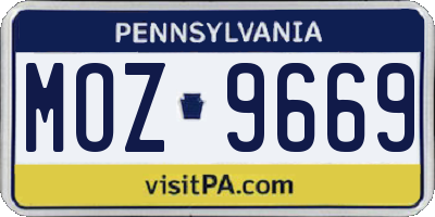 PA license plate MOZ9669