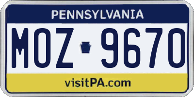 PA license plate MOZ9670
