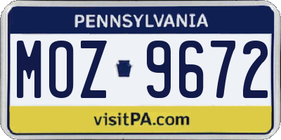 PA license plate MOZ9672