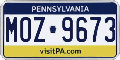 PA license plate MOZ9673