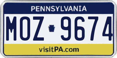 PA license plate MOZ9674