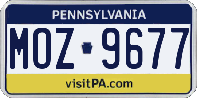 PA license plate MOZ9677