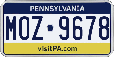 PA license plate MOZ9678