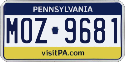 PA license plate MOZ9681